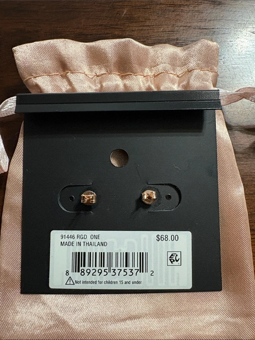 COACH  Rose Gold Crystal Bar Charm Drop Earrings